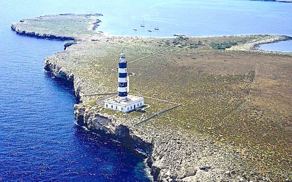 Aerial view Isla del Aire lighthouse